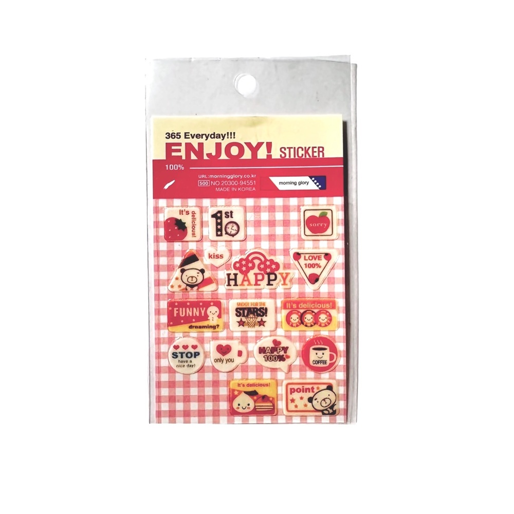 Vintage Morning Glory Korea Sticker 365 Everyday Enjoy! Rose Pink Gingham